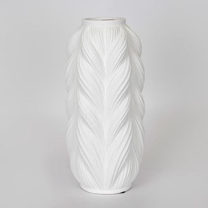 ВАЗА, КЕРАМИКА, БЯЛА, ПЛЕТЕЕН ДИЗАЙН, 17,5x16x38,5 см