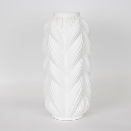 ВАЗА, КЕРАМИКА, БЯЛА, ПЛЕТЕЕН ДИЗАЙН, 22,5x21x48 см