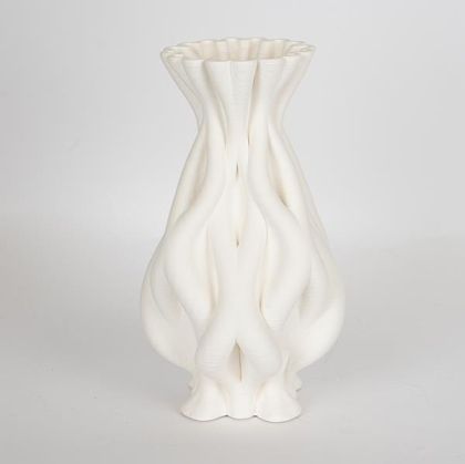 ВАЗА, ПОРЦЕЛАН, 3D, БЯЛА, 15x15x27см