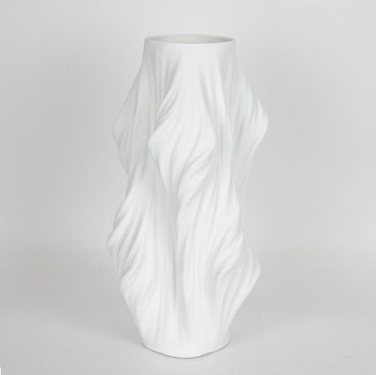 ВАЗА, ПОРЦЕЛАН, 3D, БЯЛА, 16x16x33см
