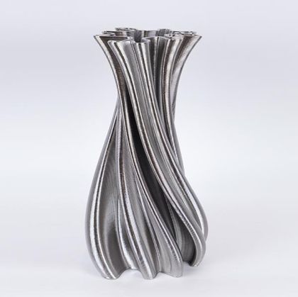 ВАЗА, ПОРЦЕЛАН, 3D, СРЕБРИСТА, 17.5x17.5x35.5cm