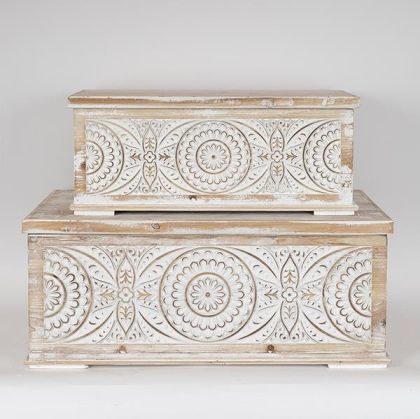 ВИНТИДЖ САНДЪЦИ, ДЪРВО, БЕЛИ, КОМПЛЕКТ 2БР, 28x20x16, 23x16x13m 20x12x10cm