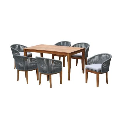 ГРАДИНСКИ ТРАПЕЗЕН КОМПЛЕКТ TENDA 7 ЧАСТИ КАФЯВО-СИВ ЦВЯТ 160X90X75СМ