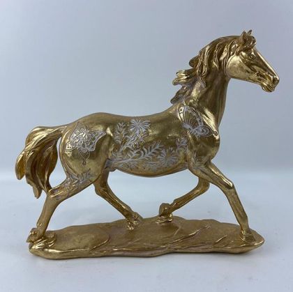 ДЕКОРАТИВЕН КОН, ЗЛАТИСТО СИВО, 27,5x7x25см