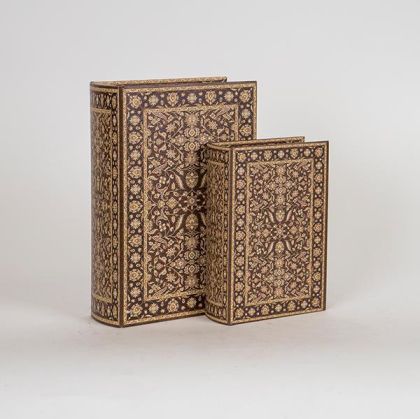 ДЕКОРАТИВНА КНИГА КУТИЯ, ДЪРВЕНА, КАФЯВА, КОМПЛЕКТ 2БР., 19x7x27cm