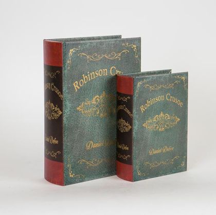 ДЕКОРАТИВНА КНИГА КУТИЯ, ДЪРВЕНА, СИНЯ И ЧЕРВЕНА, КОМПЛЕКТ 2БР., 19x7x27cm
