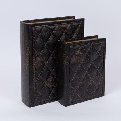 ДЕКОРАТИВНА КНИГА КУТИЯ, ЧЕРНА, КОМПЛЕКТ 2БР., 30x22x7, 23x17x5.5cm