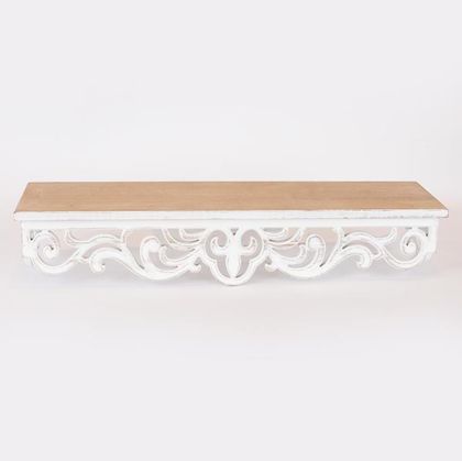ЕТАЖЕРКА, ДЪРВЕНА, ЕСТЕСТВЕН ЦВЯТ С БЯЛО, 59x15x11.5cm