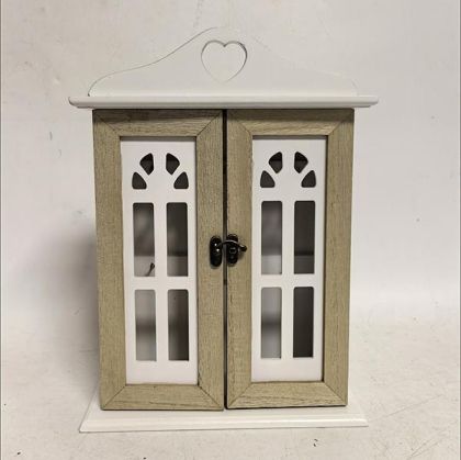 КУТИЯ ЗА КЛЮЧОВЕ С ДЪРВОРЕЗБА БЯЛО- КАФЯВО, 21.5x7x29.5cm