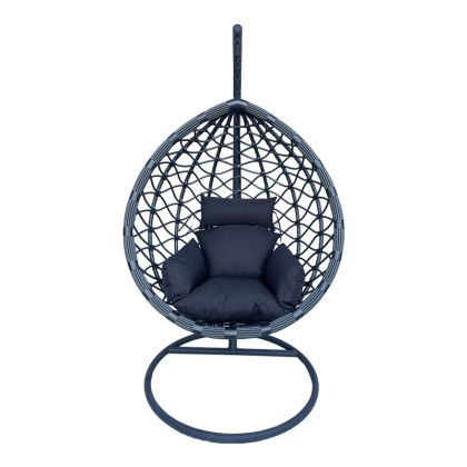 Люлка Lyere със сива метална основа със сив пе ратан 120x108x195cm