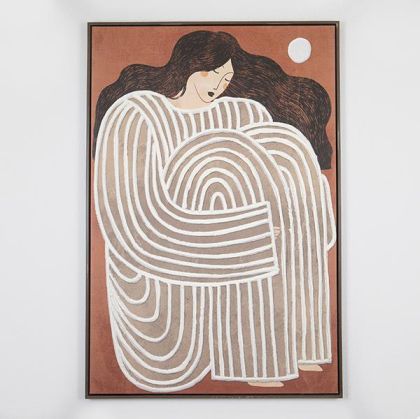 ПЛАТНО В РАМКА, ЖЕНСКА ФИГУРА, БЕЖОВО-КАФЯВО-ЕКРЮ, 82.6x122.6cm