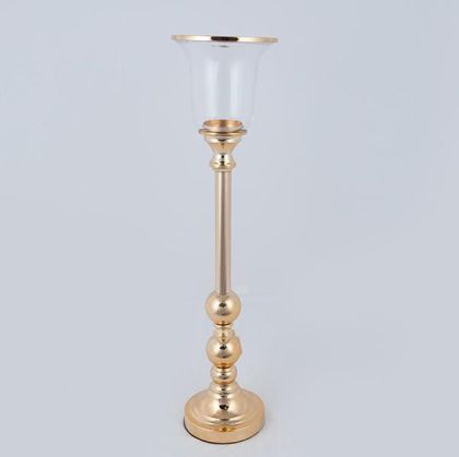 СВЕЩНИК, МЕТАЛЕН, ЗЛАТЕН, 15x64см