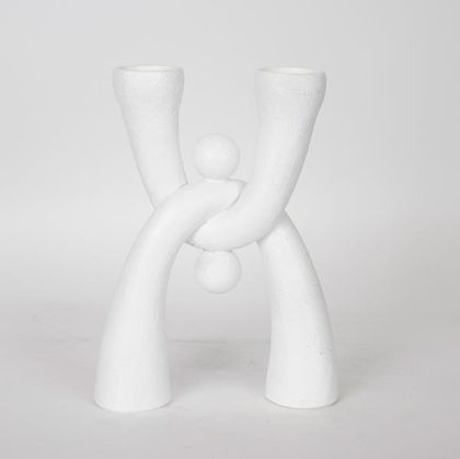 СВЕЩНИК, ПОЛИРЕЗИН, БЯЛ, 19x6.5x25.5cm