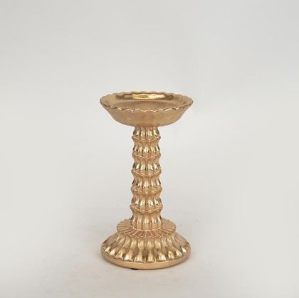 СВЕЩНИК, ПОЛИРЕЗИН, ЗЛАТО, 10.5x10.7x18CM