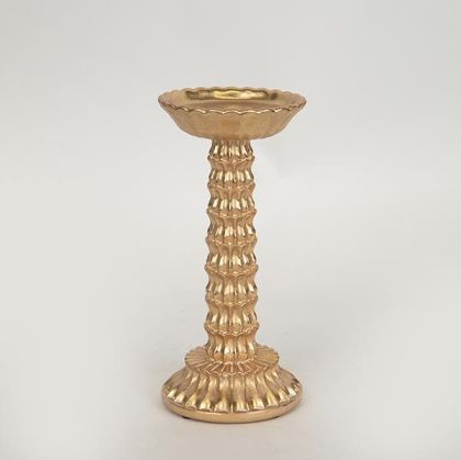 СВЕЩНИК, ПОЛИРЕЗИН, ЗЛАТО, 10.5x10.7x22.8CM