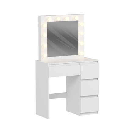 ТОАЛЕТКА С LED СВЕТЛИНИ И ЧЕКМЕДЖЕТА KEITLIN HM2499.03 МЕЛАМИН В БЯЛО 80x40x140Hcm.