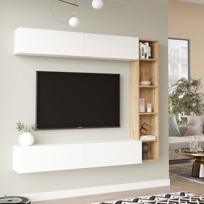 Холна гарнитура Compo за стена в естествен бял нюанс 169.10x25,8x143.5см