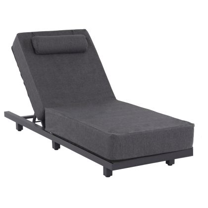 ШЕЗЛОНГ JESSIE HM10714.03 ТЪМНО СИВ АЛУМИНИЙ И ВЪЗГЛАВНИЦА 200x71x35.5-95Hcm.