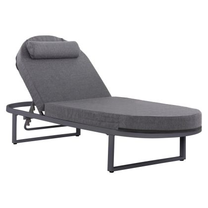 ШЕЗЛОНГ MALLOW HM10715.03 ТЪМНО СИВ АЛУМИНИЙ И ВЪЗГЛАВНИЦА 198x71x40,5-103Hcm.