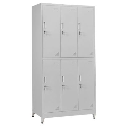 ШКАФ МЕТАЛНО С КРАКА BRAILA HM21102 6 ШКАФА С КЛЮЧ БРАВИ В СВЕТЛО СИВО 90x45x195Hcm.