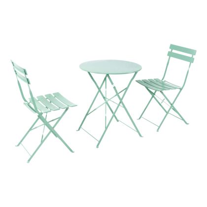 Bistro 3 бр метална сгъваема маса за хранене в зелен нюанс D60x71см