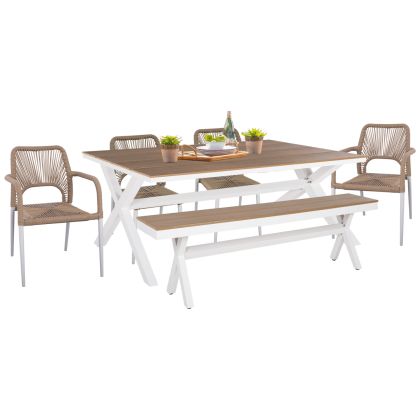 ГРАДИНСКИ ТРАПЕЗЕН КОМПЛЕКТ 6БР TAWNEE HM21108 С МАСА-ПЕЙКА-КРЕСЛА И СТОЛОВЕ