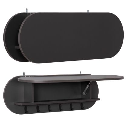 ЗАКАЧАЛКА ЗА АНТРЕ С РАФТ STOR HM18078.03 МЕЛАМИН В ТЪМНО СИВО 84x15.5x28.5Hcm.
