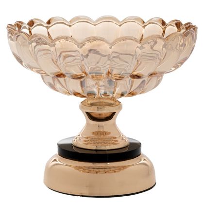 ЗЛАТНА МЕТАЛНА СТЪКЛЕНА КУПА 19Х16СМ