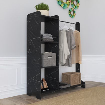 Мебел за антре Renesme в черно с мраморна визия 106x45x128см