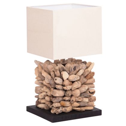 НАСТОЛНА ЛАМПА TWIGGY NATURALLY HM4425 DRIFWOOD &amp; БЯЛА ШАПКА 24x24x46Hcm.