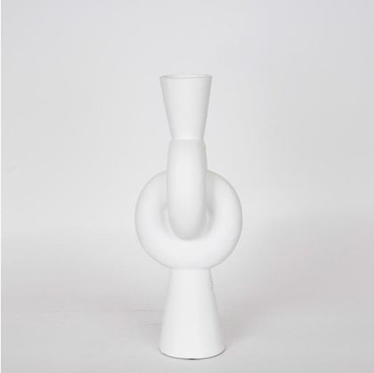 ВАЗА, КЕРАМИКА, БЯЛА, 15,5x15,5x39,5 см