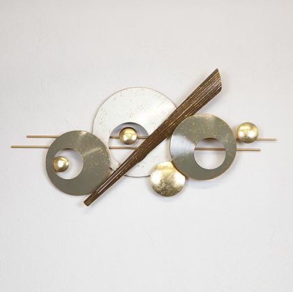 ДЕКОР ЗА СТЕНА, МЕТАЛИК, КАФЯВО И ЗЛАТНО, 98,4x51,4x7,6 см