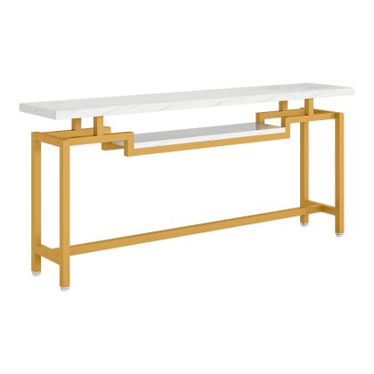 Конзола Onole в мраморна визия - златен метал 180x35x82см