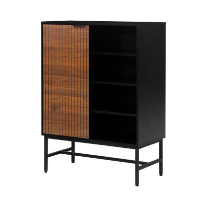 ЕТАЖЕРКА ЗА КНИГИ С 4 РАФТА И 1 ШКАФ FL2405 СИВ ДЪБ-ЧЕРЕН 80X40X110СМ
