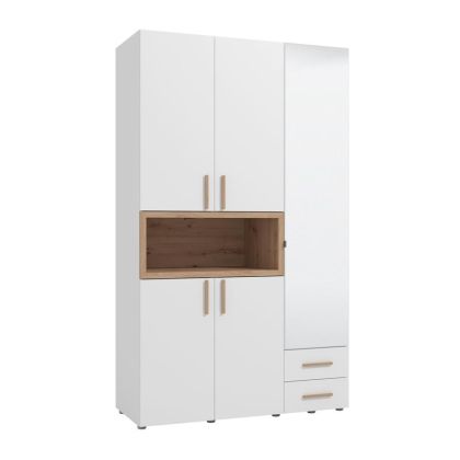 ГАРДЕРОБ DONALD 3K2F1O H227 БЯЛ/ARTISAN ЦВЯТ ДЪБ 135X57X227СМ