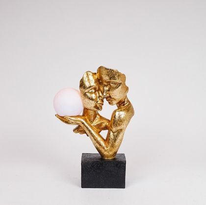 ДЕКОРАЦИЯ ЗА МАСА ЗА МАСА С LED, ДВОЙКА, ПОЛИПОЛИРЕЗИН, ЗЛАТИСТО-ЧЕРНО, 21x9.5x31.5см