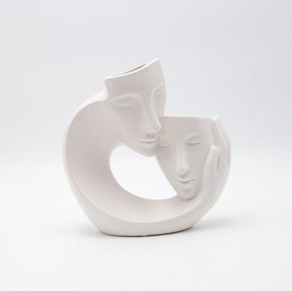 ДЕКОРАЦИЯ ЗА МАСА, ЛИЦА, КЕРАМИЧНА, БЯЛА, 21x8x21см