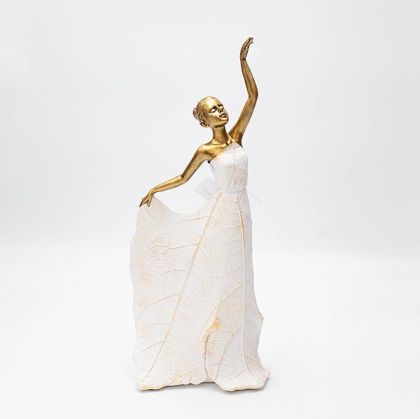 ДЕКОРАЦИЯ ЗА МАСА, ТАНЦУВАЩА ЖЕНА, ПОЛИПОЛИРЕЗИН, ЗЛАТИСТО-БЯЛО, 12x9.6x29см