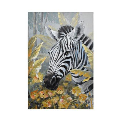 КАРТИНА ВЪРХУ ПЛАТНО ЗЕБРА FL460 ЧЕРНО-БЯЛО-КАФЯВО 80x120xсм