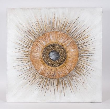 КАРТИНА ПЛАТНО с очи, бяло - кафяво 80x80x3см