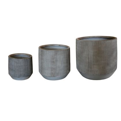 КАШПИ, КРЪГЛИ, КОМПЛЕКТ ОТ 3 ЧАСТИ, СЕРИЯ GARDENER HM4724, ФИБЕРГЛИНА, ЦВЯТ ЦИМЕНТ, Φ59X55 В СМ.