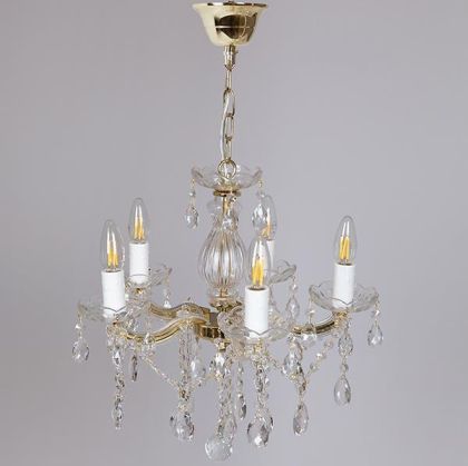 ПОЛИЛЕЙ 5XE14 ЗЛАТНИ КРИСТАЛИ 45X42СМ