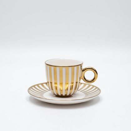 ЧАША С ЧИНИЙКА БЯЛ ПОРЦЕЛАН - ЗЛАТИСТ 85мл