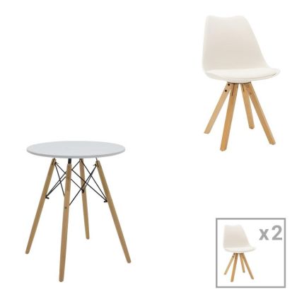 КОМПЛЕКТ ТРАПЕЗАРНИ МАСИ JULITA-CARON ОТ 5 ЧАСТИ БЯЛО MDF-ЕСТЕСТВЕНИ КРАКА �60X73СМ