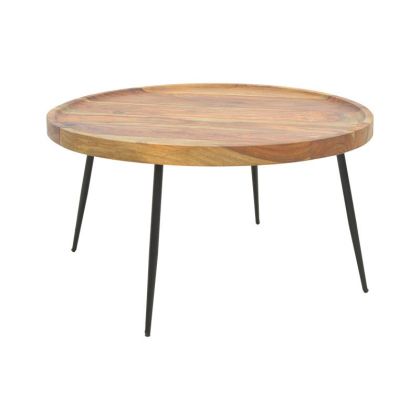 МАСА TAVOLO, МАСИВНО ШИШАМОВО ДЪРВО В ЦВЯТ ОРЕХ С ЧЕРНИ МЕТАЛНИ КРАКА, 75X39СМ