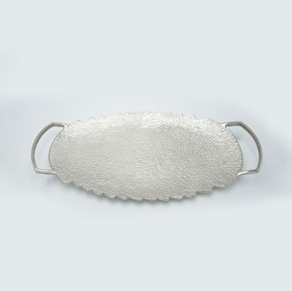 ПОДНОС, МЕТАЛ, СРЕБЪРЕН, 58x28x05см