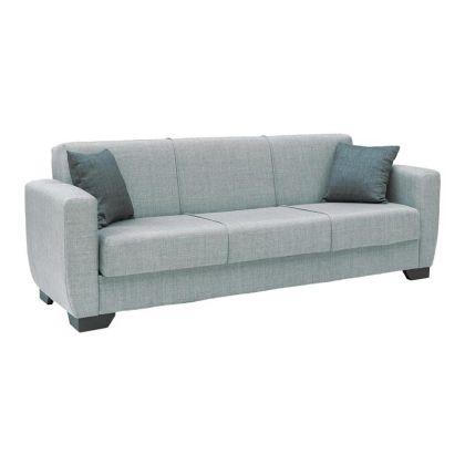 ТРИМЕСТЕН РАЗТЕГАТЕЛЕН ДИВАН NEW DOLCE СВЕТЛО СИВО СЪС СИВИ ВЪЗГЛАВНИЦИ 222x85x85см