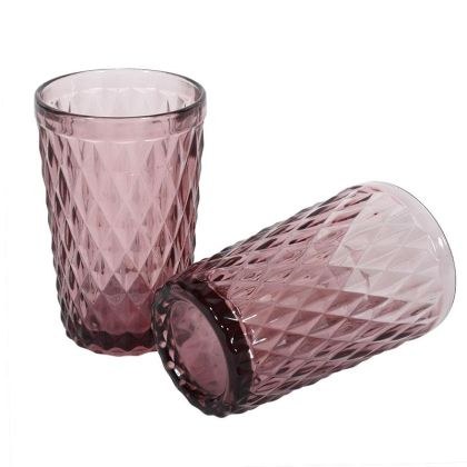 КОМПЛЕКТ ОТ 6 РОЗОВИ СТЪКЛЕНИ ЧАШИ