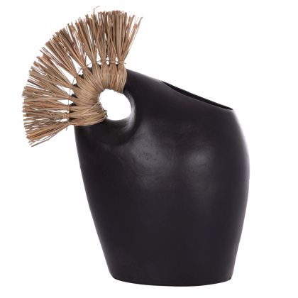 ДЕКОРАТИВНА ВАЗА ALICA2 HM4671.01 ТЕРАКОТА В ЧЕРНО И ТРЕВА - 44X18X50ВСМ.