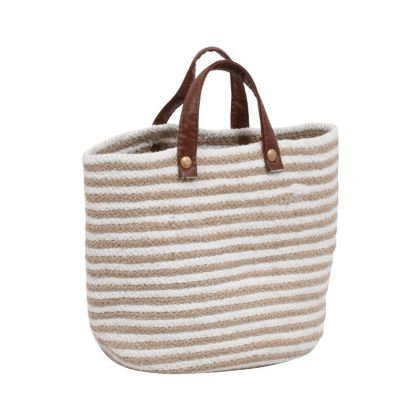 ДЕКОРАТИВНА КРЪГЛА КОШНИЦА DORI БЕЖОВО БЯЛ ЦВЯТ 22X22